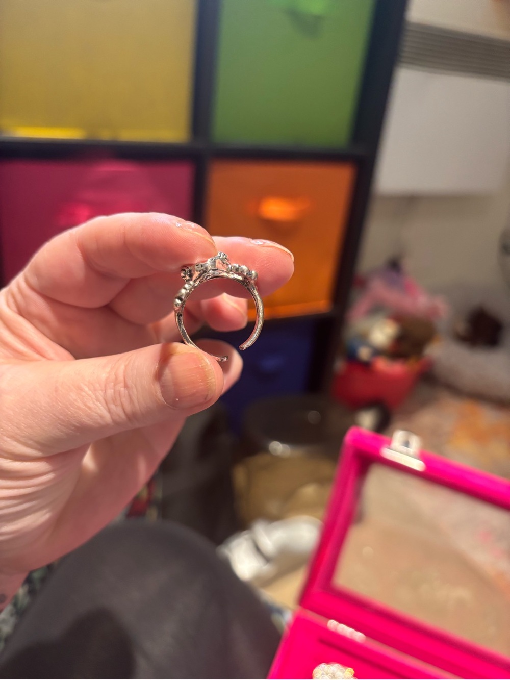 2/ $20 Adjustable silver frog ring - Picture 2 of 2